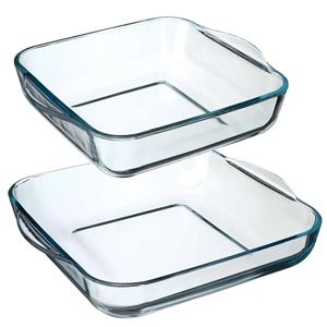 Secret de Gourmet Ovenschalen set vierkant - Glas - 22 x 22 cm/29 x 29 cm -