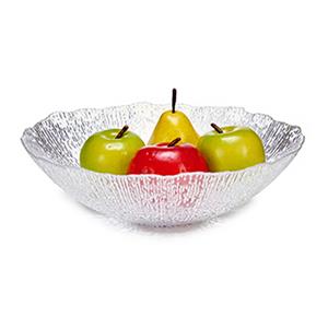 Trendoz Grote fruitschaal van bewerkt glas rond 30.5 cm -