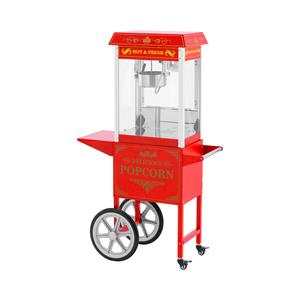 royalcatering Popcornmaschine mit Wagen Retro-Design 150 / 180 °c rot Popcornmaker Popcorn-Automat - Rot