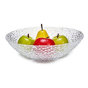 Trendoz Grote fruitschaal van bewerkt glas rond 31 cm -