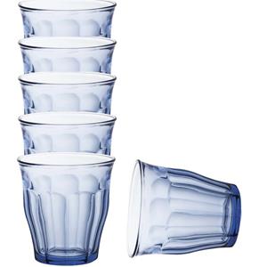 Duralex 6x Drinkglazen/waterglazen blauw Picardie 250 ml -