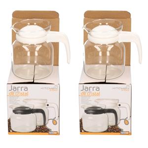 Gerim 2x stuks theepot/koffiepot met witte deksel en handvat 0,65 liter -