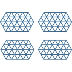 Krumble Siliconen pannenonderzetter Hexagon lang - Blauw - Set van 4
