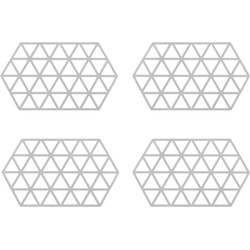 Krumble Siliconen pannenonderzetter Hexagon lang - Grijs - Set van 4