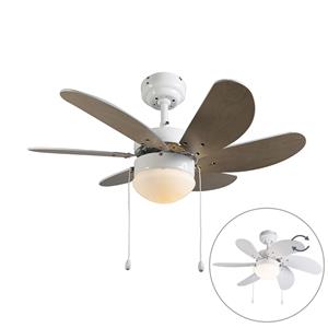 qazqa Deckenventilator weiß - Fresh 3 - Weiß