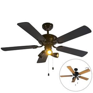 qazqa Deckenventilator schwarz - Mistral 42 - Schwarz