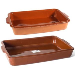 Ovenschalen set 2 stuks 4 liter en 8,5 liter terracotta aardewerk -