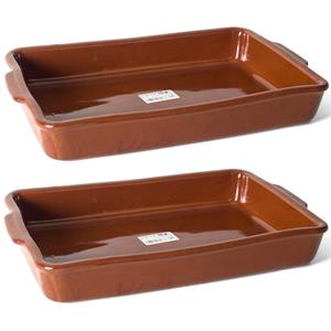Set van 2x stuks terracotta ovenschaal/serveerschalen Pamplona 8,5 liter -