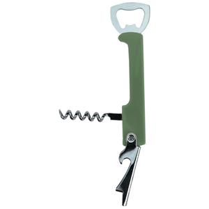 Excellent Houseware flesopener/kurkentrekker - kelnersmes - khaki groen - 12 cm -