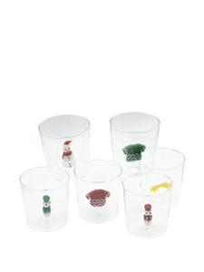 CU I SEEYOU Christmas 3D-detailing glasses (set of six) - SET 6 BICCHIERI CHRISTMAS SET N 1 IN VETRO BOROSILICATO CON DECORO NATALIZIO MISURE Ø 8.5 CM