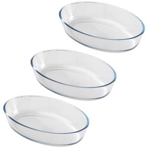 Chef Traiteur Ovenschaal van borosilicaat glas - 3x - ovaal - 0.7 Liter - 21 x 14 x 5 cm -