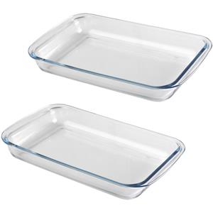 Chef Traiteur Ovenschaal van borosilicaat glas - 2x - rechthoek - 3 Liter - x 23 x 5 cm -