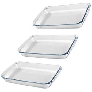 Chef Traiteur Ovenschaal van borosilicaat glas - 3x - rechthoek - 3 Liter - x 23 x 5 cm -