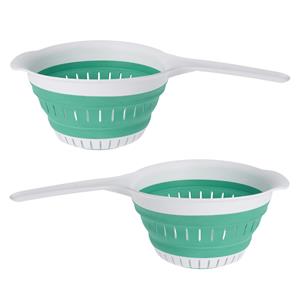 Excellent Houseware opvouwbaar vergiet - 2x - wit/mintgroen - tpe - x 19 cm -