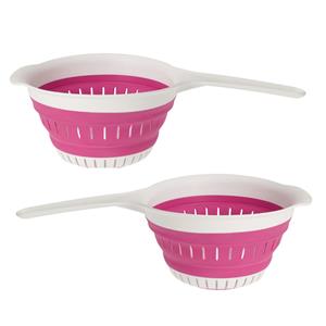 Excellent Houseware opvouwbaar vergiet - 2x - wit/roze - tpe - x 19 cm -