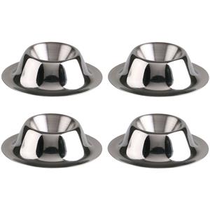 Urban Living Eierdopjes - 4x - zilver - RVS /metaal - Dia 8 cm - brede onderzijde -