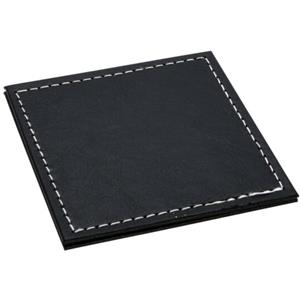 H&S Collection Onderzetters voor glazen - 4x - zwart - kunstleder - 10 x 10 cm -
