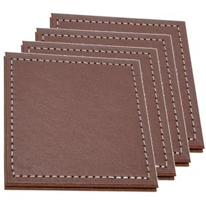 H&S Collection Onderzetters voor glazen - 8x - bruin - kunstleder - 10 x 10 cm -