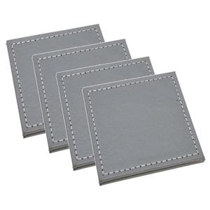 H&S Collection Onderzetters voor glazen - 12x - grijs - kunstleder - 10 x 10 cm -