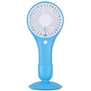 Draagbare USB ventilator met standaard - lichtblauw - kunststof - 20 x 10 cm -