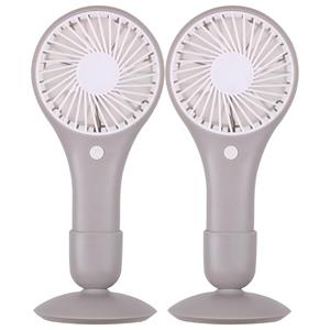 Urban Living Draagbare USB ventilator met standaard - 2x - grijs - kunststof - 20 x 10 cm -