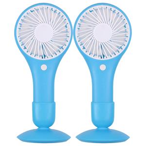 Urban Living Draagbare USB ventilator met standaard - 2x - lichtblauw - kunststof - 20 x 10 cm -