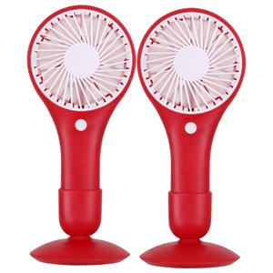 Urban Living Draagbare USB ventilator met standaard - 2x - rood - kunststof - 20 x 10 cm -