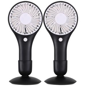 Urban Living Draagbare USB ventilator met standaard - 2x - zwart - kunststof - 20 x 10 cm -