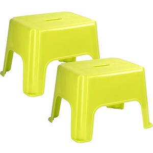 PlasticForte Keukenkrukje/opstapje - 2x - Handy Step - groen - kunststof - x 30 x 28 cm -