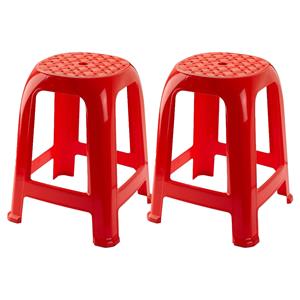 PlasticForte Keukenkrukje/opstapje - 2x - Handy Step - rood - kunststof - x x 46 cm -