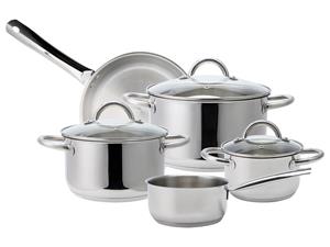 ECHTWERK Topf-Set "Silber-Edition", Edelstahl 18/8, (Set, 8 tlg., Töpfe mit Glasdeckel, 3 x Kochtopf, Stielkasserole und Bratpfanne), für alle Herdarten geeignet, Induktion