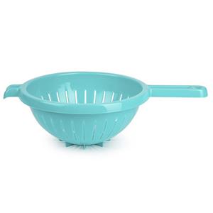 PlasticForte Keuken vergiet/zeef met steel - kunststof - Dia 23 cm x Hoogte 10 cm - blauw -