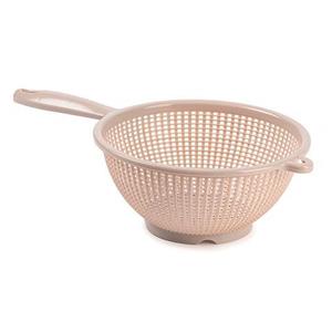 PlasticForte Keuken vergiet/zeef met steel - kunststof - Dia 22 cm x Hoogte 10 cm - beige -