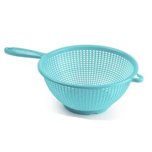 PlasticForte Keuken vergiet/zeef met steel - kunststof - Dia 22 cm x Hoogte 10 cm - blauw -