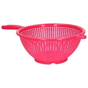 PlasticForte Keuken vergiet/zeef met steel - kunststof - Dia 22 cm x Hoogte 10 cm - fuchsia roze -