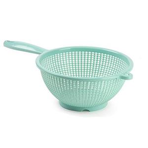 PlasticForte Keuken vergiet/zeef met steel - kunststof - Dia 22 cm x Hoogte 10 cm - mintgroen -