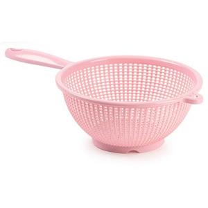 PlasticForte Keuken vergiet/zeef met steel - kunststof - Dia 24 cm x Hoogte 11 cm - roze -