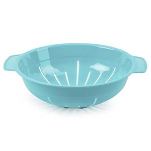 Keuken vergiet/zeef - kunststof - Dia 25 cm x Hoogte 8 cm - blauw -