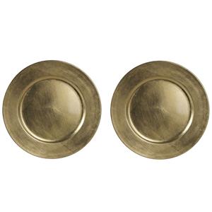 2x Ronde diner/kerstdiner onderborden goud glimmend 33 cm -