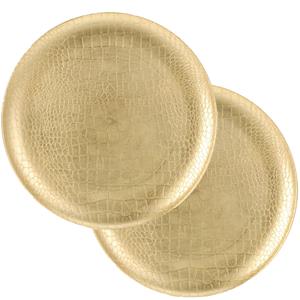 Excellent Houseware Kerstdiner/diner onderborden - 8x st- goud -D33 cm - kunststof - krokodil motief -