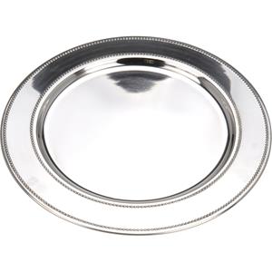 8x Ronde RVS kerstdiner/diner borden/onderborden zilver 33 cm -