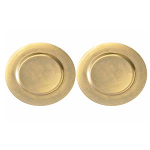 12x Diner onderborden goud glimmend 33 cm rond -