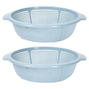 PlasticForte Keuken vergiet/zeef - 2x - kunststof - Dia 31 cm x Hoogte 9.5 cm - ijsblauw -