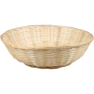 Fruitmand/fruitschaal rond - bamboe hout - D35 cm - mandje rotan/riet -