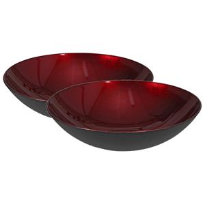 2x stuks kunststof decoratie schalen/fruitschalen rood rond D28 cm -