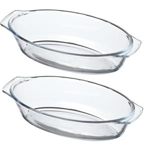 Chef Traiteur Ovenschaal van borosilicaat glas - 2x - ovaal - 0.7 Liter - 24 x 13 x 5 cm -