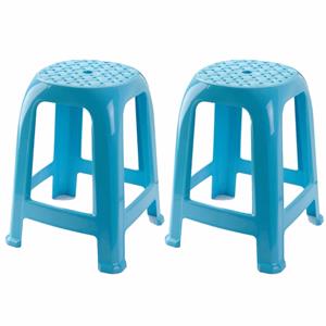 PlasticForte 2x stuks lichtblauw krukje/keukenkrukje/opstapje 46,5 cm -