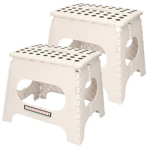 Kipit 2x stuks inklapbaar keukenkrukje/opstapje wit 30 x 27 cm -