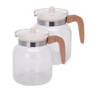 Excellent Houseware set van 2x stuks glazen theepot met infuser 1,5 liter -