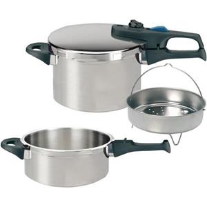 Elo Schnellkochtopf "Praktika Plus XL", Edelstahl 18/8, (Set, 5 tlg.), Dampfkochtopf, Ø 22 cm, Induktion